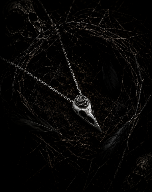 Rose-Crested Raven Pendant